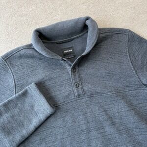 Prana Polartec Thermal Threads Henley Heavy Long Sleeve Navy Sweater Men's XL
